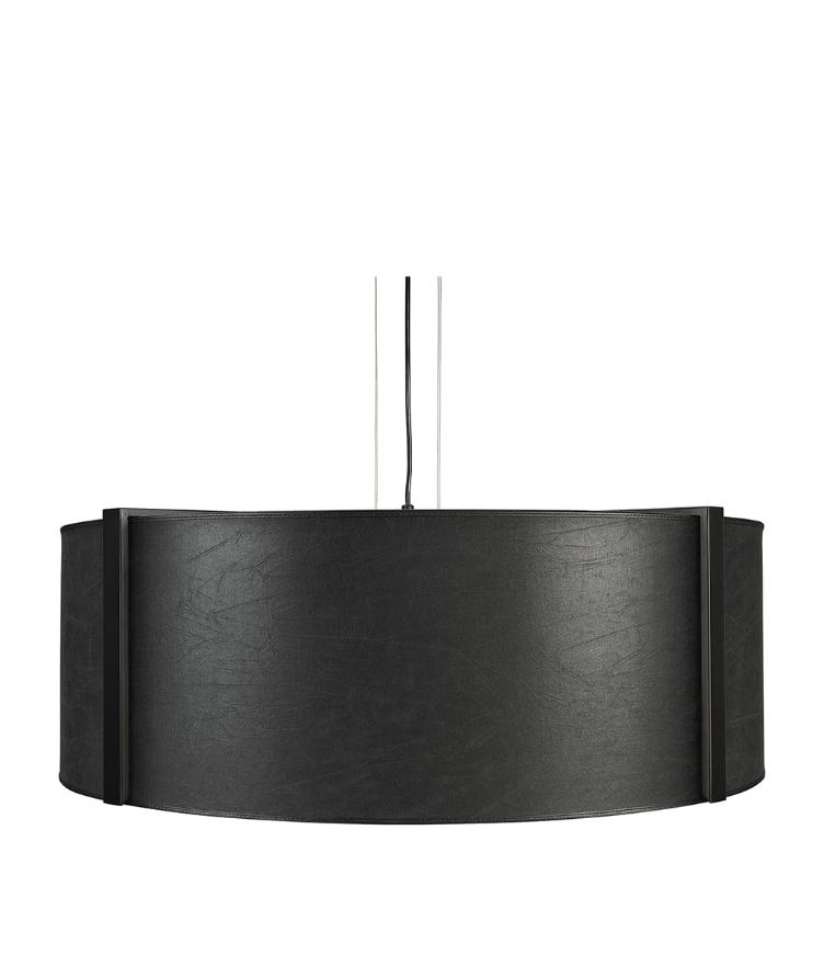 CALGARY Ceiling lamp Black leather. - 0